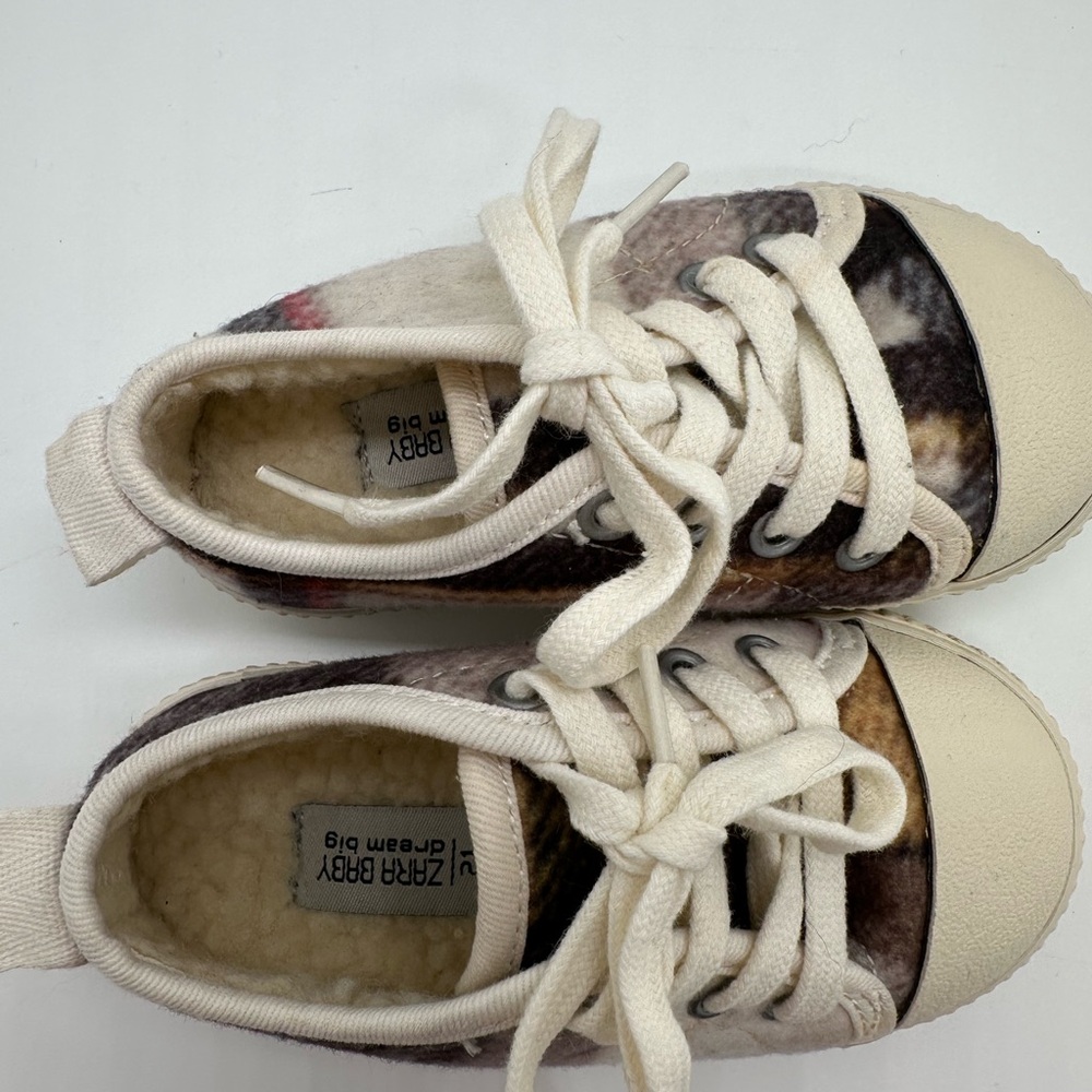 Zara Baby Dream Big Flannel Plaid Sneakers Size EU 21 (US 12-18 Months:EU 20-22) - Picture 5 of 11